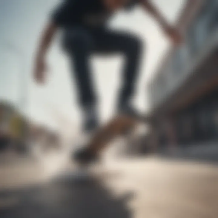 Skater performing a trick while wearing Adidas wide skate shoes.