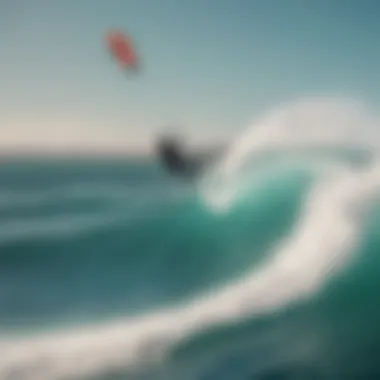 A breathtaking view of kitesurfers gliding over the turquoise waters of the Algarve coast.