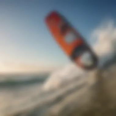 A close-up of high-quality kitesurfing equipment displayed at the Algarve Kite Center.