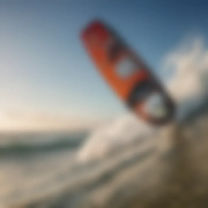 A close-up of high-quality kitesurfing equipment displayed at the Algarve Kite Center.