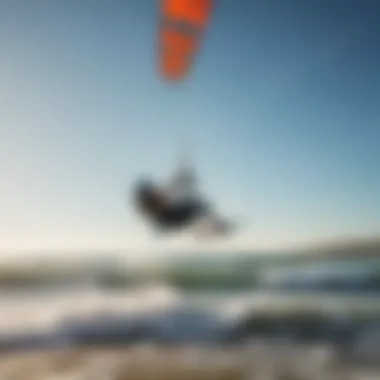 An aerial shot capturing the dynamic atmosphere of kitesurfing lessons at the center.