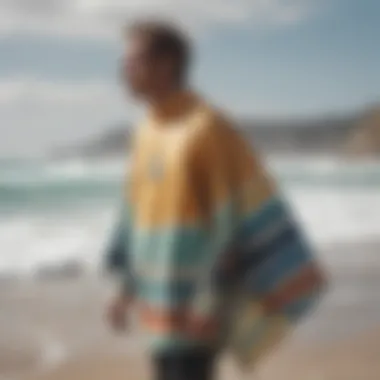 Stylish surf poncho on a beach