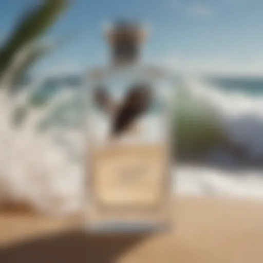 Bottle of American Eagle Surf Perfume on a sandy beach