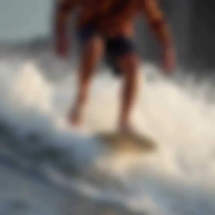 Skimboarding maneuvers in action