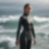 High-performance surfing wetsuit showcasing flexible material