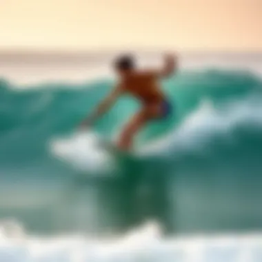 A boogie board rider catching a wave, demonstrating agility and skill.