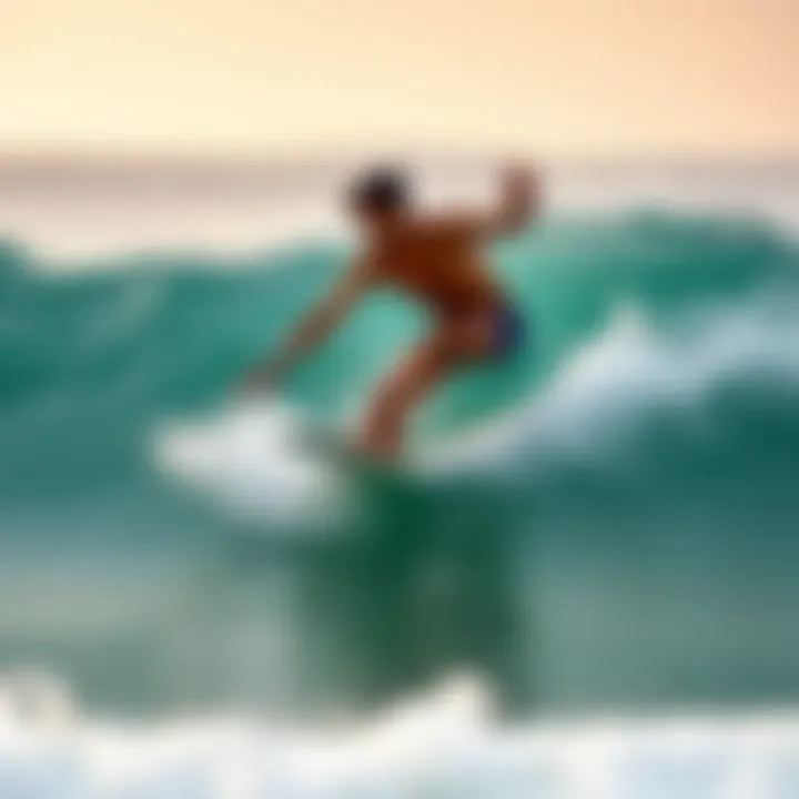A boogie board rider catching a wave, demonstrating agility and skill.