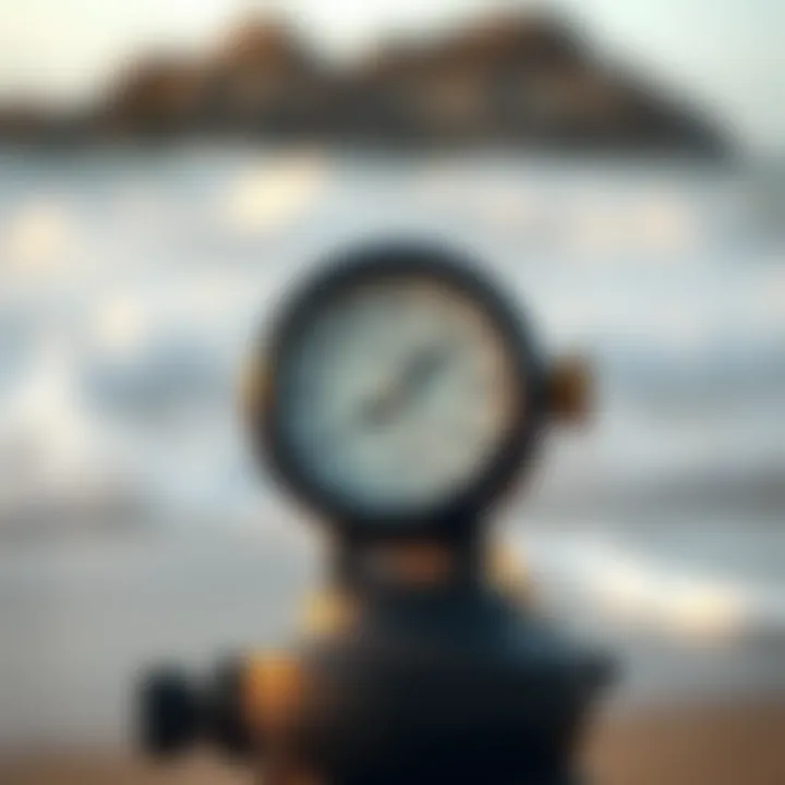 Close-up of an anemometer measuring wind speed at the beach