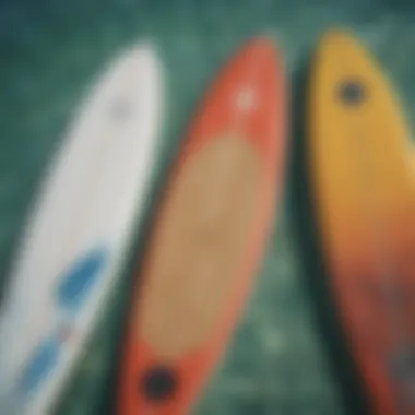 Various paddleboard materials displayed for comparison