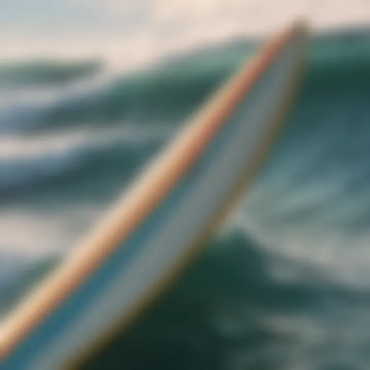 Close-up of surfboard fins and tail