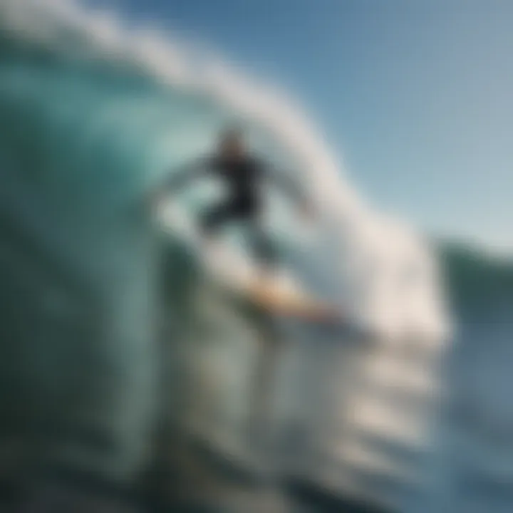 Surfer riding a wave with a performance board