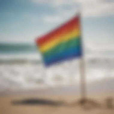 Color-coded beach flags indicating surf conditions