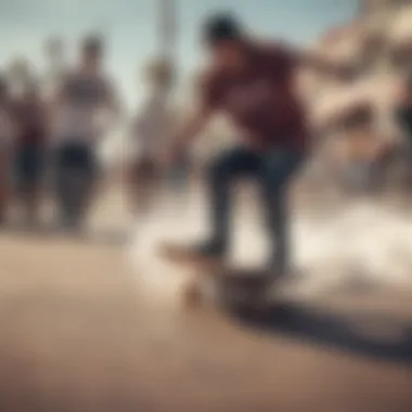 Community Connection Through Skateboarding Group of skateboarders engaging in a community event