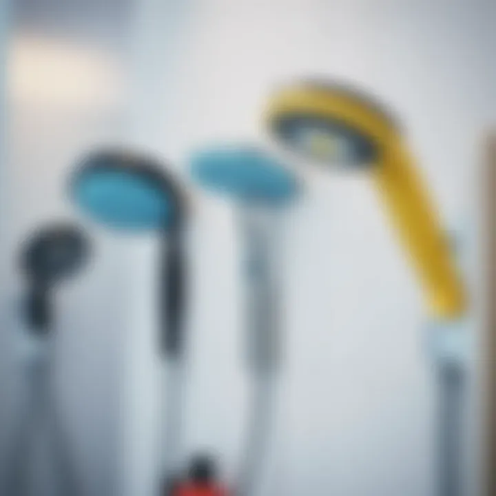 Diverse Models of Portable Shower Heads Explored Comparison of various portable shower head models arranged neatly.