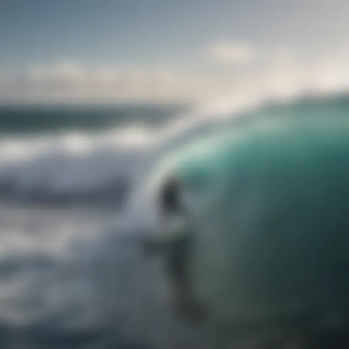 Surfer riding a wave on a foam surfboard