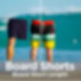 Comparison of Board Shorts Lengths Different lengths of board shorts displayed side by side