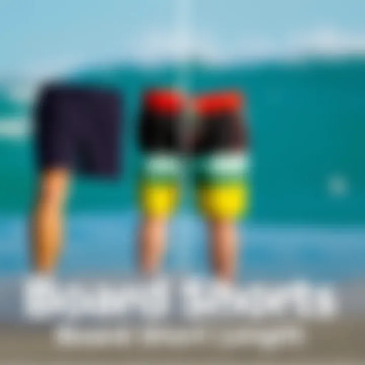 Comparison of Board Shorts Lengths Different lengths of board shorts displayed side by side