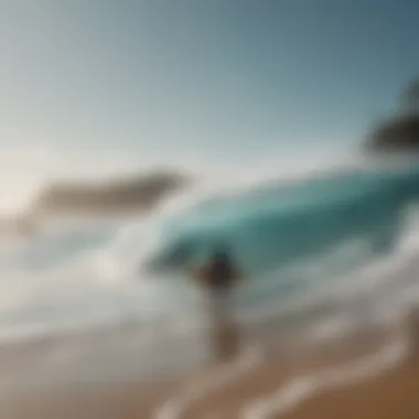 A vibrant beach scene with surfers and spectators enjoying the atmosphere