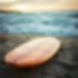 High-quality surfboard resting on the beach