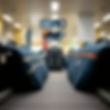 Surfboard Bags Ready for Travel Surfboard bags on an airport conveyor belt