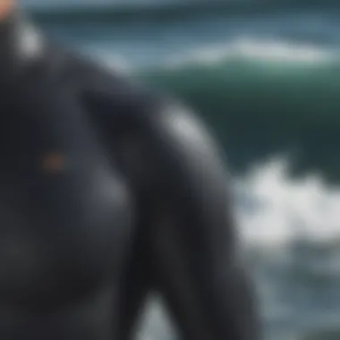 Close-up of wetsuit material showcasing texture and flexibility