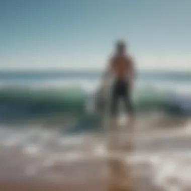 Surfer observing the tide chart