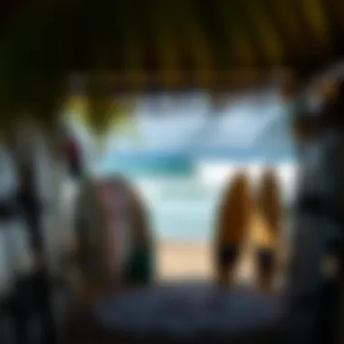 Surfboard rental and amenities available at a Costa Rican beach