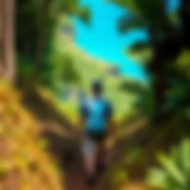 Exploring Kauai's Scenic Hiking Trails A traveler enjoying a hiking trail with lush greenery in Kauai