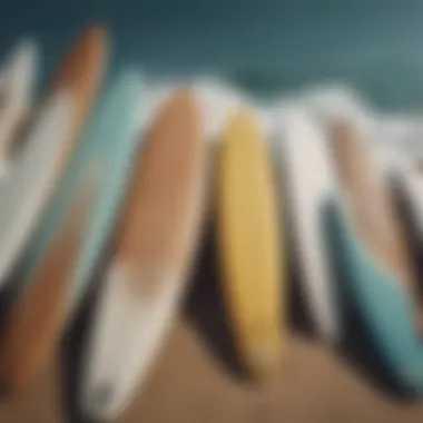 Various surfboards displayed with different deck sizes