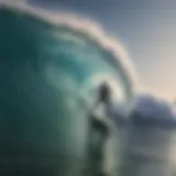 A surfer riding a powerful wave