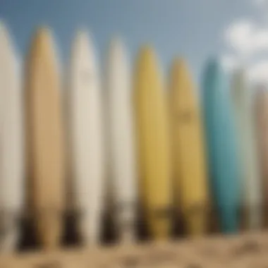 Choosing the Right Surfboard Length A selection of surfboards of varying lengths on a sandy beach
