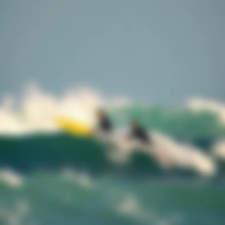 Surfing Enthusiasts at Dreamsea Surfing enthusiasts catching waves at a popular surf spot near the camp