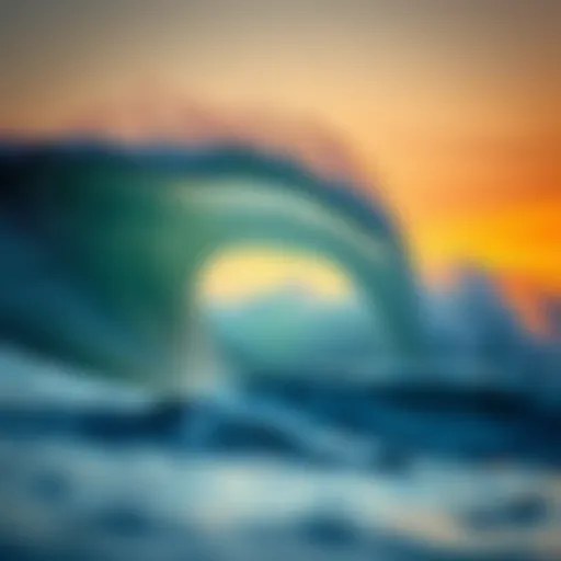 The Majesty of a Barreling Wave A powerful barreling wave at sunset