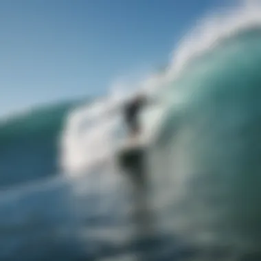 Close-up of a surfer mastering wave riding techniques