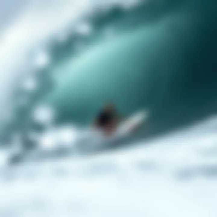 Surfer skillfully riding a barreling wave