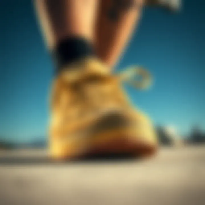 Intricate Details of Skate Shoes A close-up of a skater's shoes capturing intricate details