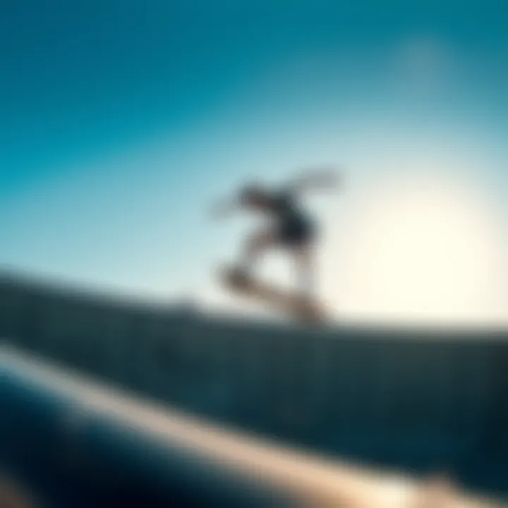 Stylish Trick on a Half-Pipe A skateboarder executing a stylish trick on a half-pipe