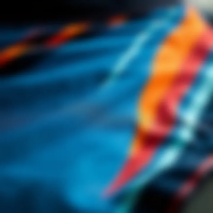 Fabric and Design Details Close-up of boardshort fabric showcasing texture and design