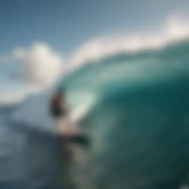 A vibrant group of surfers enjoying the ocean, reflecting the brand's target demographic.