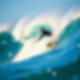 Surfboarding in action with a stunning wave backdrop