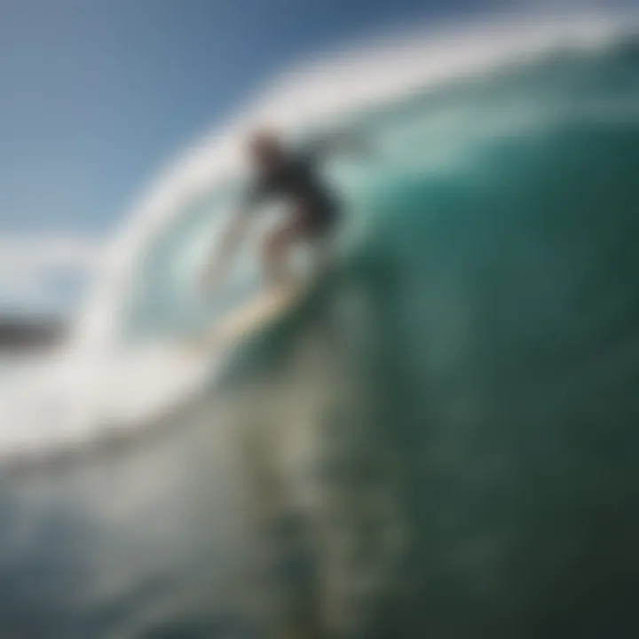 A surfer enjoying the ride on an Austin Keen board