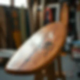 Craftsmanship of a surfboard being showcased