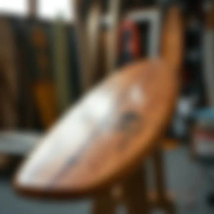 The Art of Surfboard Craftsmanship Craftsmanship of a surfboard being showcased
