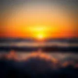 A breathtaking view of a sunset over the ocean waves, symbolizing tranquility