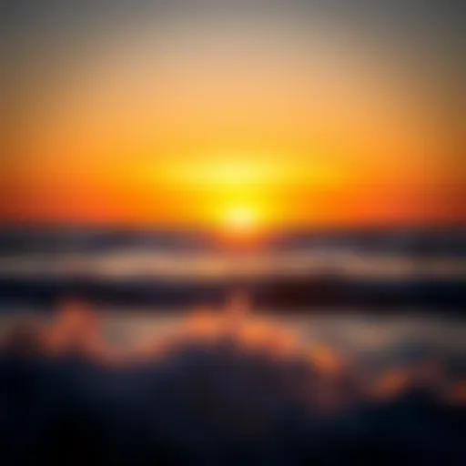 A breathtaking view of a sunset over the ocean waves, symbolizing tranquility