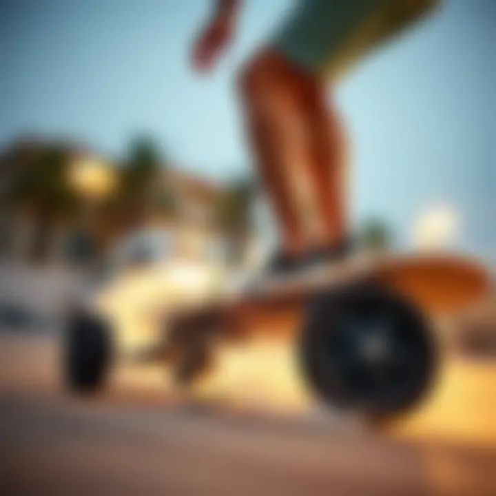 Performance of American-Made Electric Skateboards An electric skateboard in action, demonstrating superior performance on urban terrain.