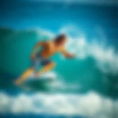 Dynamic Surfing Action Dynamic surfing action showcasing vibrant board shorts