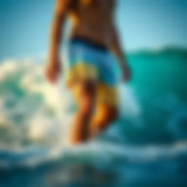 Fit and Design Details Detailed view of board shorts fit and design elements