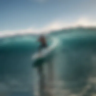 Surfer riding the unique waves of a billabong