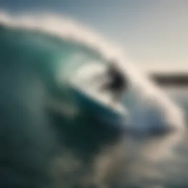 Sleek Budget Surf Boat in Action A sleek budget surf boat gliding over waves